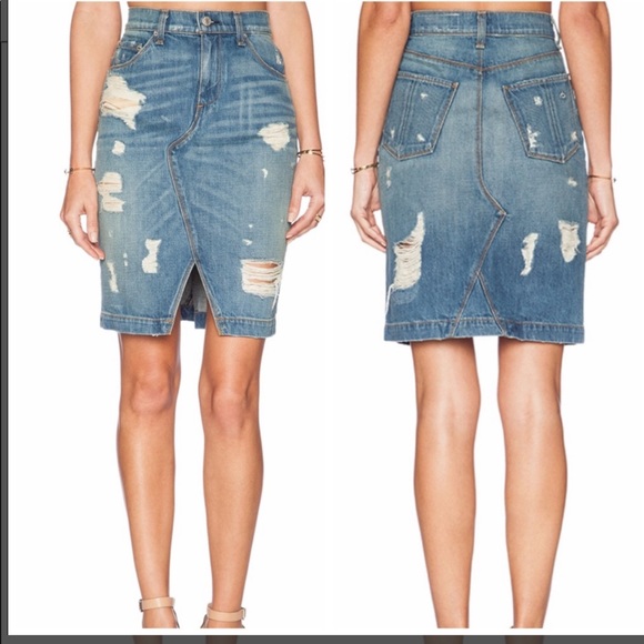 Dresses & Skirts - rag & bone/JEAN Shredded Denim Skirt